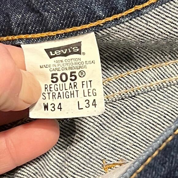 Vtg Levis 505 Denim Jeans Orange Tab Dark Wash Regular Fit USA Men’s Size 34x34 - Picture 7 of 8